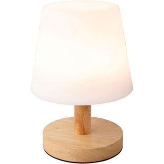 Lumineo Lampara Led De Mesa Para Exterior Y Interior Acabado En Madera 22 Cm