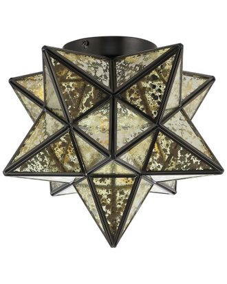 Jonathan Y Designs Jonathan Y Stella 12In Moravian Star Metal/Mercury Glass Led Flush Mount