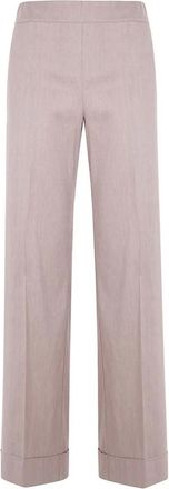 D.exterior Broek met wijde pijpen en boord - Dames - Wijde Broeken - Bruin - S - Broeken