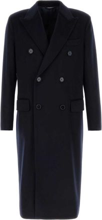 Dolce & Gabbana Navy Blue Double Breasted Coat