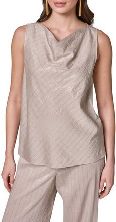 DKNY Shine Stripe Cowl Neck Sleeveless Top in Sisal/canyon at Nordstrom, Size X-Small