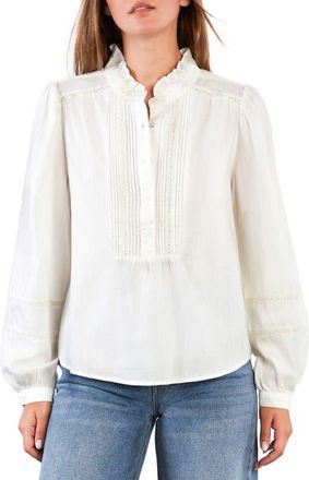 BILLY T Lulu Ruffle & Lace Shirt in True White at Nordstrom, Size X-Small