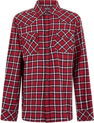 Diesel S-East Long geruit overhemd - Heren - Overhemden - Rood - Maat: 2XL Katoen