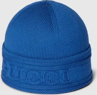Gucci Knit Wool Hat With Gucci Logo, Size L, Blue, Wool