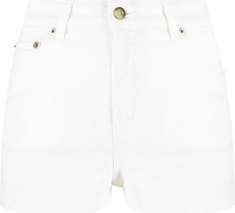 Twin-Set embroidered-logo denim shorts - women - Cotton - 26 - White