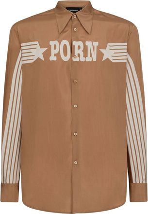 Dsquared2 graphic-print silk shirt - men - Silk - 48 - Brown