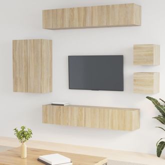 vidaXL Vidaxl - Set De Muebles Para Tv 8 Pzas Madera Contrachapada Roble Sonoma