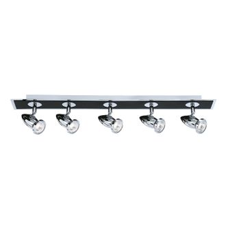 Searchlight Plafoniera Lineare Moderna Cometa Acciaio Cromo Nero 5 Luci Gu10