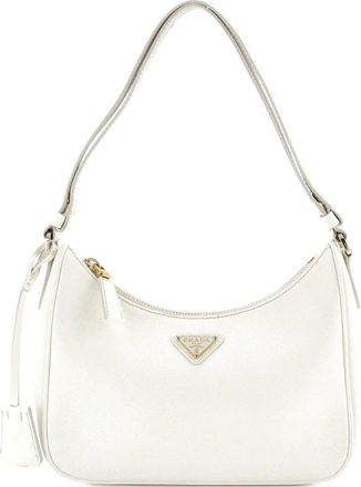 Prada Re-Edition Hobo Saffiano Leather Mini shoulder bag - Wit