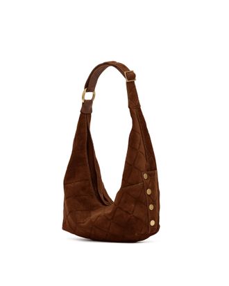 Hammitt Hammitt Tom Zip Chocolate Diamond Suede Antique Gold Med