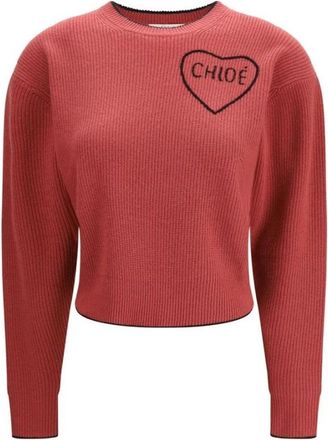 Chlo&eacute; Cropped Pullover - Dames - Ronde hals truien - Rood - L - Wol - Truien & Vesten