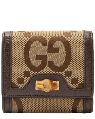 Gucci Brown Jumbo Gg Canvas Bamboo Diana Card Case (Authentic Pre-Loved)