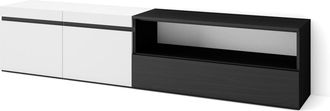 Skraut Home Skraut Home - Mueble Tv, Televisi&oacute;n, Muebles De Sal&oacute;n, Almacenaje, 200x45x35cm, Para Tv Hasta 80, Con Almacenamiento, Estilo Moderno, Blanco Y Negro