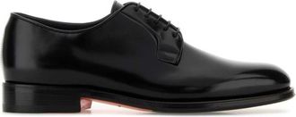 Santoni Black Leather Lace-up Shoes