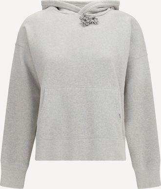 Prada Cotton fleece Hoodie with jewel brooch Female S