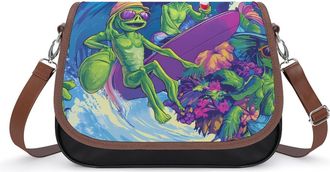 Generic Sea Beach Surfing Aliens Womens Crossbody Bag Fashion Shoulder Handbags Message Tote Bag with Adjustable Strap