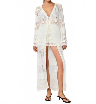 Line & Dot Omar Crochet Robe In Ivory