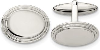 Diamond2Deal Stainless Steel Polished Oval Cufflinks