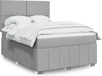 vidaXL Vidaxl - Cama Box Spring Con Colch&oacute;n Tela Gris Claro 140x200 Cm