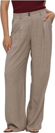 Moss Copenhagen Dames, Broeken, Beige, Maat: XL Linnen