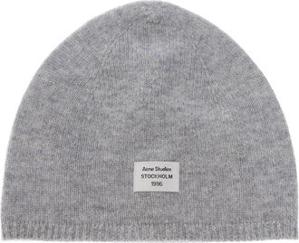 Acne Studios Kasjmier muts met logo - unisex - Hoeden - Grijs - ONE Size - Kasjmier - Accessoires