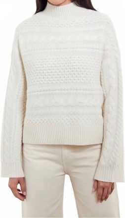 Isla Misha Cable Mock Neck Sweater In Snow