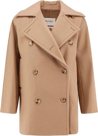 Max Mara Beige Wollen Kasjmier Double-Breasted Jas - Dames - Mantel - Beige - 2XS - Wol - Jassen