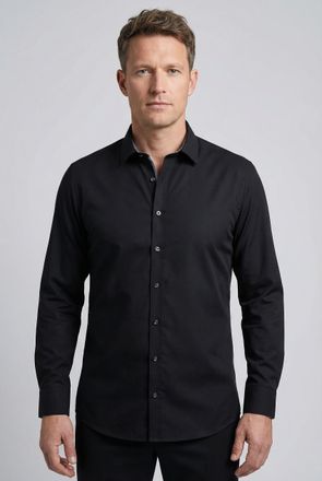 Olymp Businesshemd OLYMP No. Six super slim, Herren, Gr. 36, N-Gr, schwarz, Web, Obermaterial: 97% Baumwolle, 3% Elastolefin, sehr schmal, Hemden Businesshe