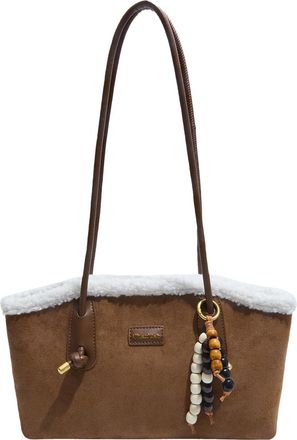 Generic Kexpery Womens Large Capacity Faux Suede Tote Bag Long Handle Handbag Travel and Shopping Bag