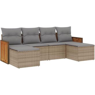 vidaXL Vidaxl - Set Divano da Giardino 6 pz con Cuscini Beige in Polyrattan