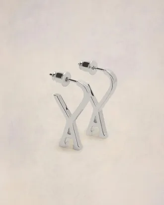 Ami Silver Brass Small Ami De Coeur Hoop Grey - OS - Unisex