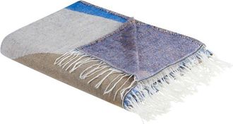 Beliani Manta De Acr&iacute;lico Multicolor 130 X 170 Cm Poli&eacute;ster Colcha Abstracto Flecos Yaladi