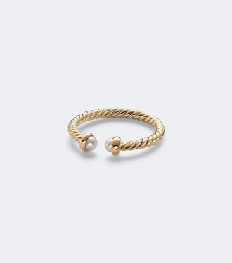 David Yurman Cablespira Flex Micro 18kt gold ring with pearls