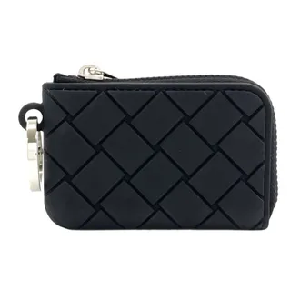 Bottega Veneta Intrecciato Black Rubber Coin Purse/Coin Case (Pre-Owned)