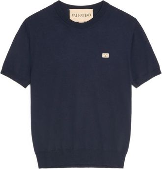Valentino Valentino Wool T-Shirt With VLogo Patch