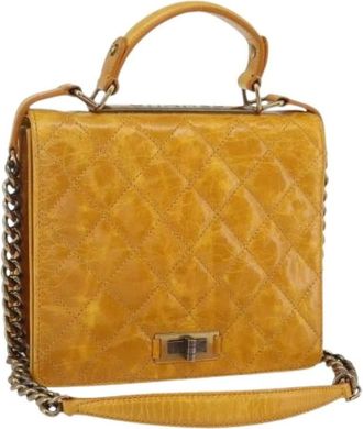Chanel Pre-owned Handbags, female, Yellow, Size: ONE SIZE Pre-owned Vintage Leather Handbag