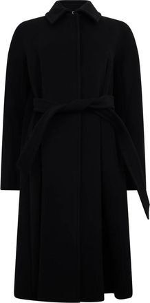 Alberta Ferretti Knie-lange Jas - Dames - Jas met riem - Zwart - S - Wol - Jassen
