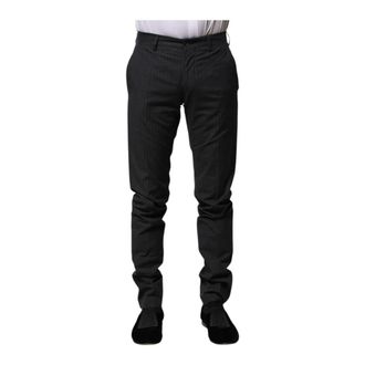 Dolce & Gabbana Suit Trousers, male, Gray, XS, Gray Striped Formal Trousers Classic Style