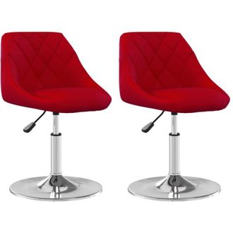 vidaXL Vidaxl - Sillas De Comedor Giratorias 2 Unidades Terciopelo Rojo Tinto