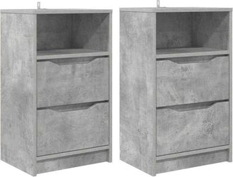 vidaXL Mesas De Noche Con Caj&oacute;n 2 Pcs Gris Concreto 40 X 30 X 467 Cm Vidaxl