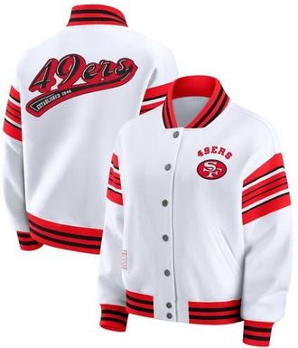 WEAR by Erin Andrews Womens WEAR by Erin Andrews White San Francisco 49ers Plus Size Full-Snap Fleece Sweatshirt Jacket at Nordstrom, Size 3X