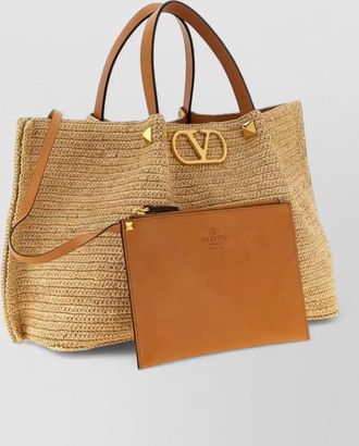 Valentino Garavani vlogo signature medium raffia beach bag