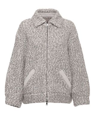 D.exterior Beige Sequined Wool-Blend Bomber Jacket