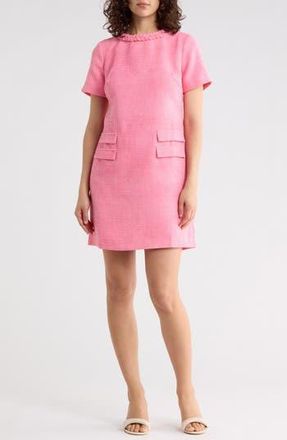 Eliza J Braided Neck Short Sleeve Shift Dress in Pink at Nordstrom Rack, Size 16