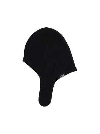 Maison Margiela S52TB0015 Ribbed Wool Winter Hat - Black