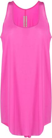 Rick Owens raw-cut asymmetric tank top - women - Cupro/Elastane - 40 - Pink