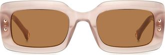Carolina Herrera 50mm Rectangular Sunglasses in Peach Havana at Nordstrom Rack