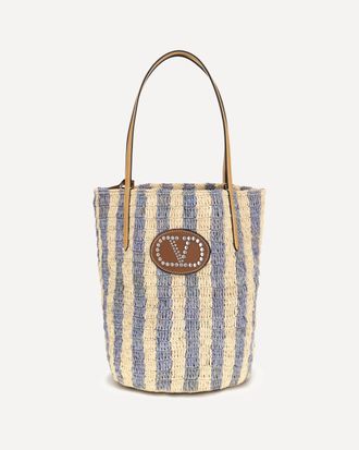 Valentino Garavani Borsa a Secchiello in rafia a righe Woman UNI