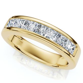 Pompeii3 2Ct TW Mens Princess Cut Diamond Channel Set Wedding Ring Gold Lab Grown