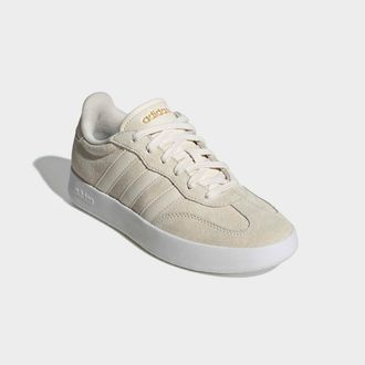 adidas Sneaker ADIDAS SPORTSWEAR BARREDA, Damen, Gr. 38,5, wonder wei&szlig;, wonder wei&szlig;, gold metallic, Leder, Synthetik, Schuhe Sneaker, inspiriert vom Design d